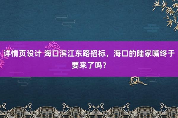 详情页设计 海口滨江东路招标，海口的陆家嘴终于要来了吗？