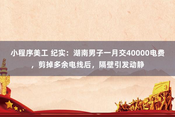 小程序美工 纪实：湖南男子一月交40000电费，剪掉多余电线后，隔壁引发动静