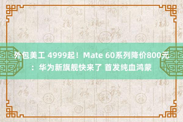 外包美工 4999起！Mate 60系列降价800元：华为新旗舰快来了 首发纯血鸿蒙