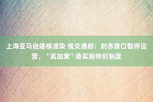 上海亚马逊建模渲染 俄交通部：刻赤渡口暂停运营，“高加索”港实施特别制度