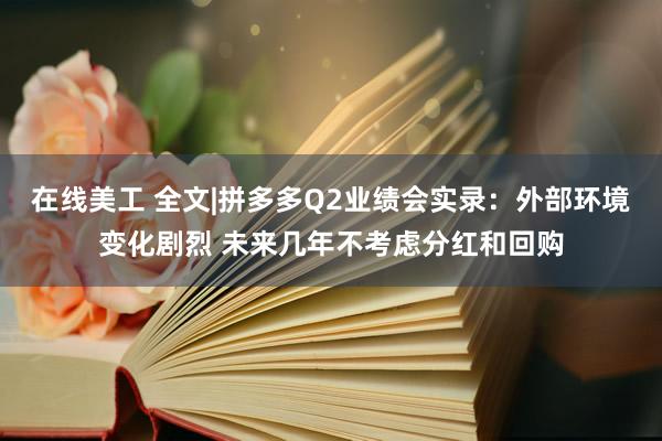 在线美工 全文|拼多多Q2业绩会实录：外部环境变化剧烈 未来几年不考虑分红和回购