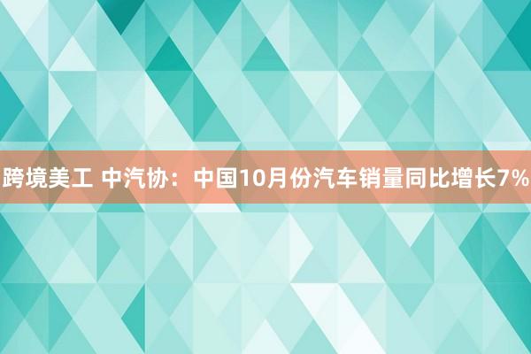 跨境美工 中汽协：中国10月份汽车销量同比增长7%